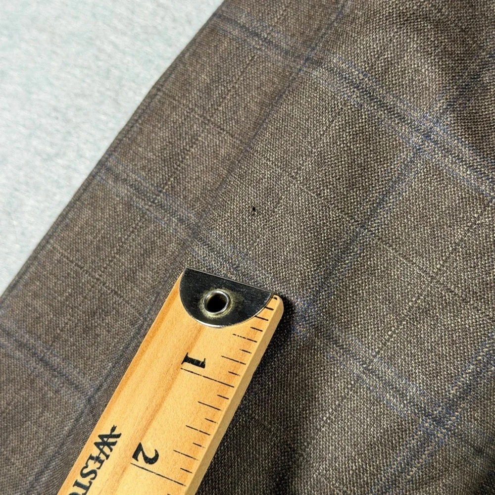 Joseph & Feiss Gold Men 44R Brown Windowpane 100% Wool Classic Fit Blazer Jacket